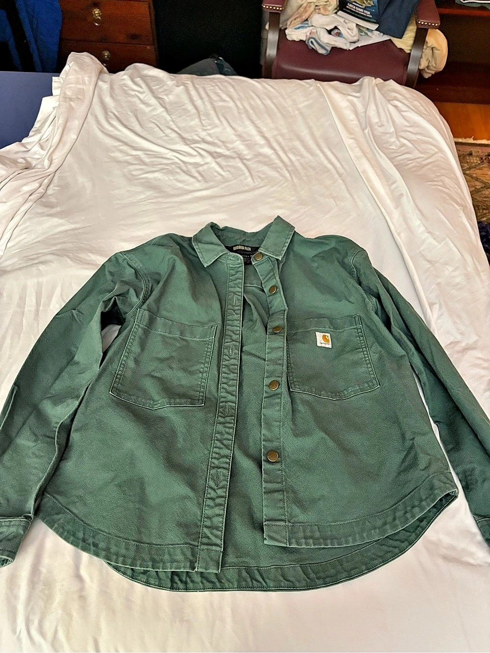 Carhartt Women'Small Rugged Flex Loose Fit Canvas Fleece-Lined Shirt Jacket
